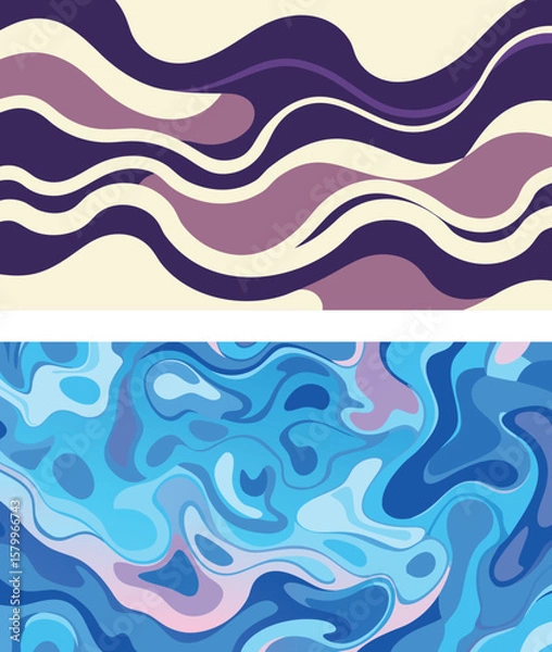 Obraz A digital art composition featuring two distinct abstract wave patterns. 