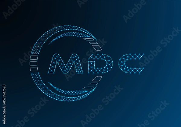 Fototapeta MDC low poly letter logo vector design. MDC lower poly logo design. Low poly logo.