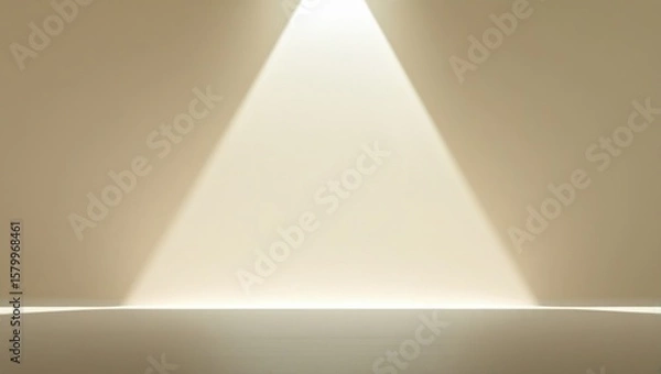 Fototapeta Empty beige  backdrop with directional light.