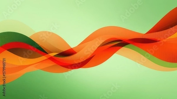Fototapeta Dynamic Green Red Orange Geometric Wave Background Design