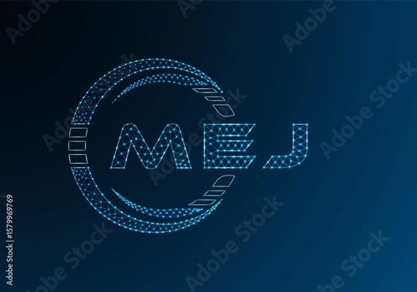 Fototapeta MEJ low poly letter logo vector design. MEJ lower poly logo design. Low poly logo.