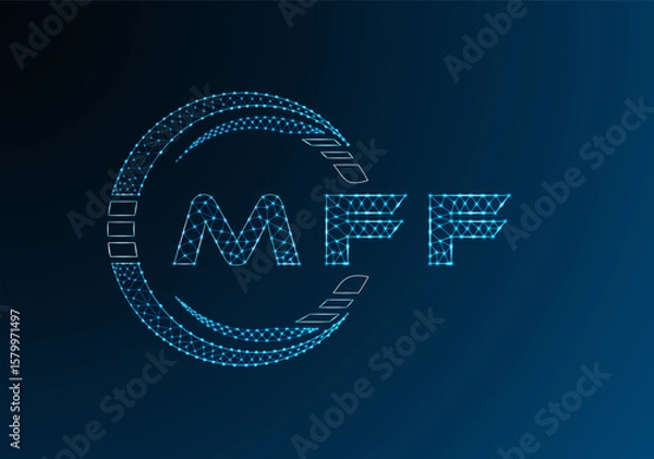 Fototapeta MFF low poly letter logo vector design. MFF lower poly logo design. Low poly logo.