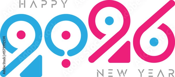 Fototapeta creative template of 2026 happy new year design , number design of 2026 for cover, background, banner, calendar, greeting card, etc 