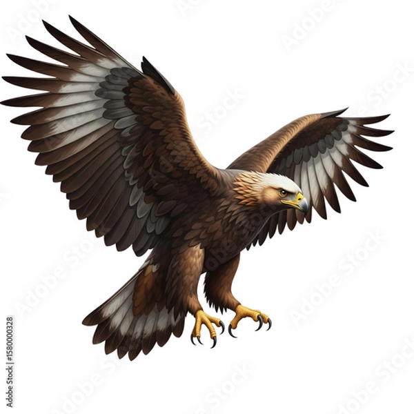 Fototapeta Majestic eagle bird isolated on clear transparent background Generative Ai.