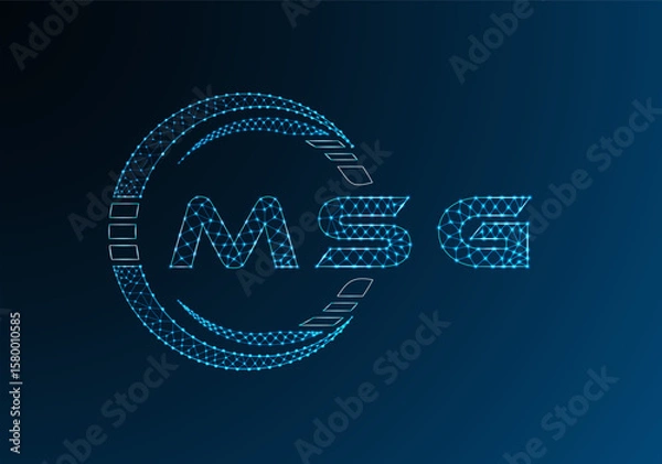 Fototapeta MSG low poly letter logo vector design. MSG lower poly logo design. Low poly logo.