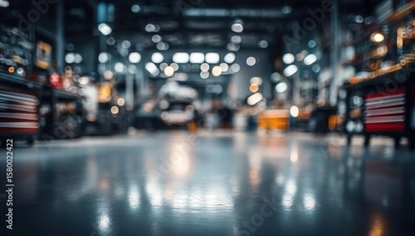Obraz Blurry interior of a workshop or auto store