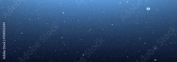 Fototapeta panoramic view beautiful water drop frozen in time, blue background, panoramic view water fountain in slow motion, magic raindrop freez