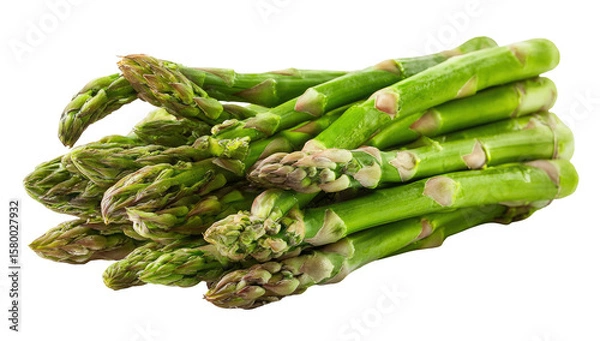 Fototapeta Fresh green asparagus spears close up on transparent background
