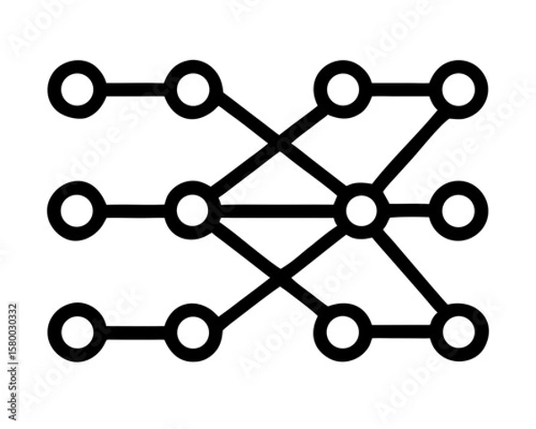 Fototapeta Elegant black silhouette design of interconnected nodes and lines with transparency