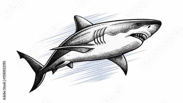 Obraz Speeding Shark Illustration – Hand Drawn Ocean Predator in Motion