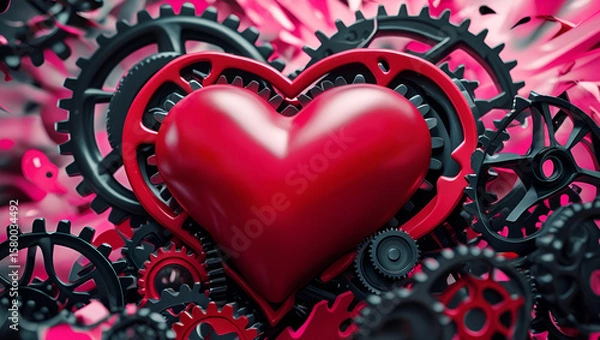 Fototapeta vibrant red heart with gentle rounded ai genrative