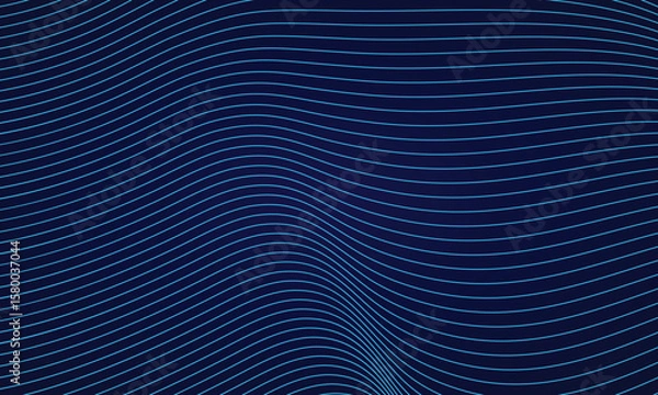 Fototapeta abstract blue curved lines forming elegant modern wave pattern on dark background