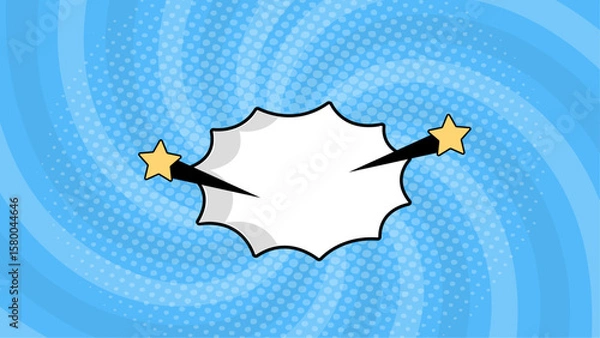Fototapeta Blank comic book speech bubble with stars for graphic design projects, social media posts, presentations, and digital storytelling templates.