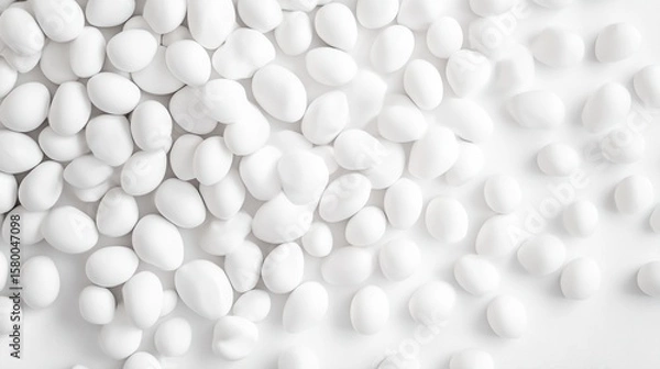 Fototapeta Close-up of many white, round candies