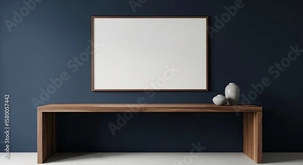 Fototapeta Horizontal frame mockup in modern minimalist home office
