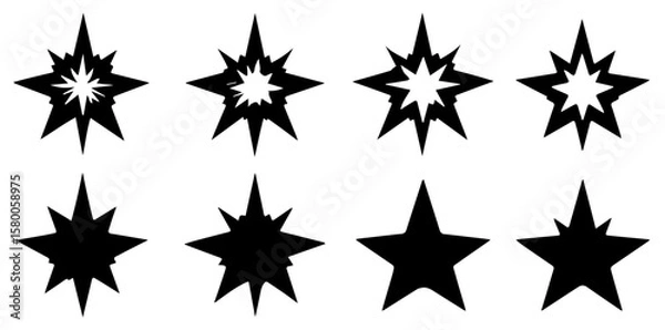 Fototapeta Starburst shapes in vector format are displayed in black and white with a unique design and pattern, silhouette