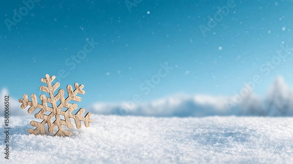 Fototapeta Snowflake On Natural Snowdrift Close Up - Christmas And Winter Background 28248812 1