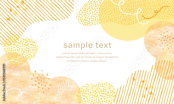 Fototapeta 水彩のポップなオレンジ色の手書き背景フレーム