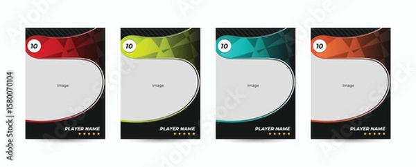Fototapeta Set of player trading card templates, Photo frame, and border collection for soccer, hockey, volleyball, and basketball players. Sport flyer layout design template (EPS 10)