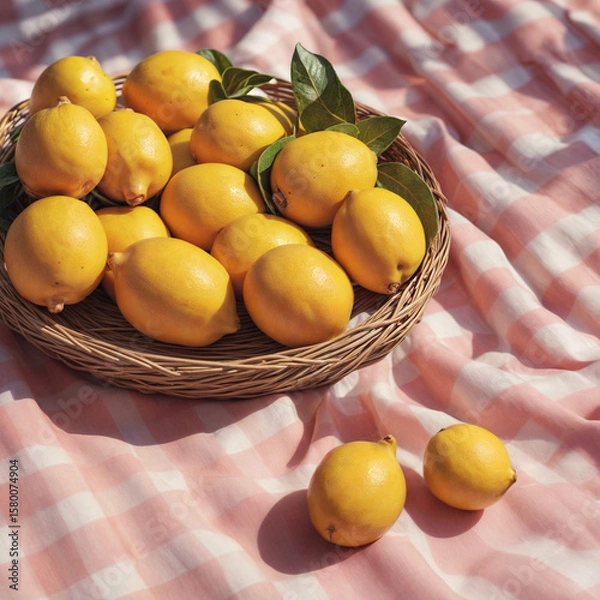 Obraz lemons in a basket -Generative AI
