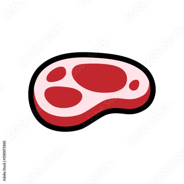 Obraz ステーキ肉のシンプルなベクターアイコン素材