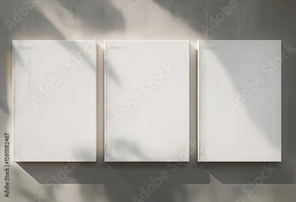 Obraz Three Blank White Canvas Mockup on Wall

