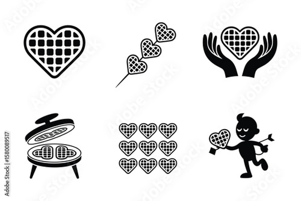 Obraz Heart shaped waffles and related icons heart waffle maker