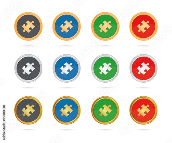 Fototapeta Puzzle - Buttons Set - Bronze, Silber, Gold
