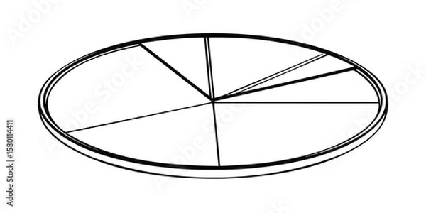 Fototapeta Isometric pie chart diagram with multiple slices and a thick border line in black and white colors