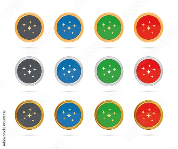 Fototapeta Glitzer - Buttons Set - Bronze, Silber, Gold