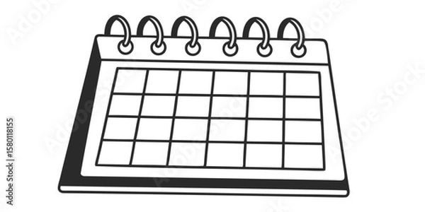 Fototapeta Illustration of a desk calendar with a grid pattern and metal rings at the top edge of the calendar