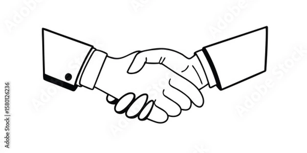 Fototapeta Illustration of a handshake between two people wearing suits with a white background design art