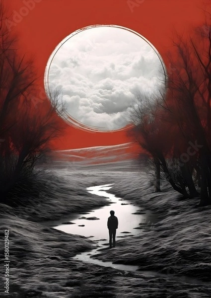 Obraz Landscape with black hole