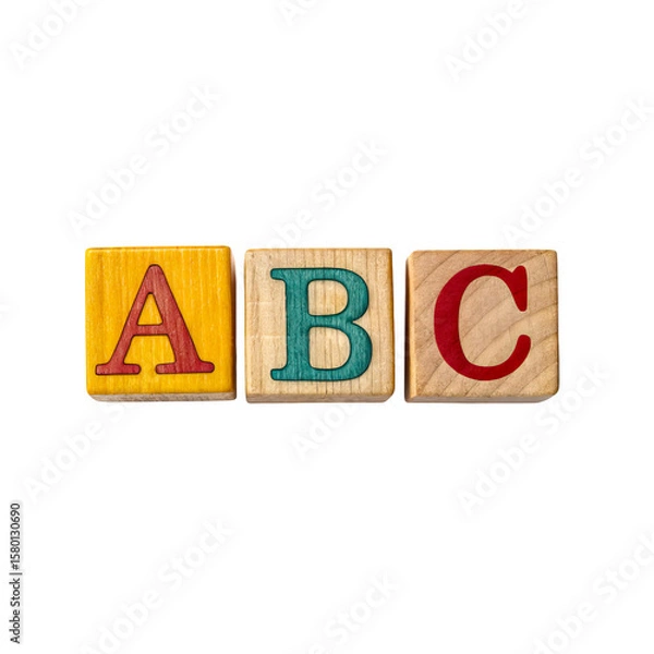Obraz Colorful Alphabet Blocks Forming Words Isolated on Transparent Background