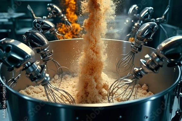 Obraz Synchronized Robotic Mixing System For Commercial Kitchen Applications