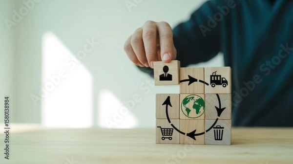 Obraz Sustainability Cycle Conceptual Illustration of Ecological Responsibility and Consumer Behavior