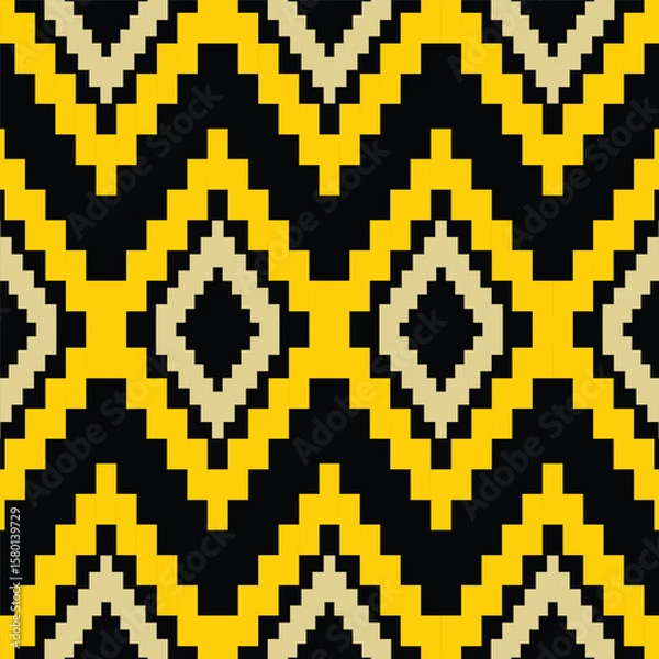 Fototapeta Pixel Art Zigzag Seamless Pattern