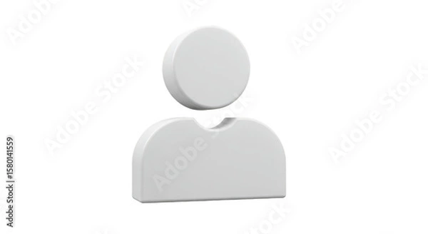Obraz 3D Render White User Profile Icon Simple Transparent Background