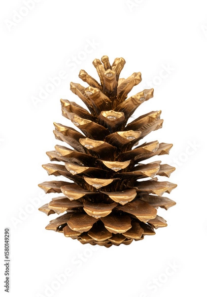 Obraz Isolated Golden Pine Cone Christmas Ornament Decoration On Transparent Background