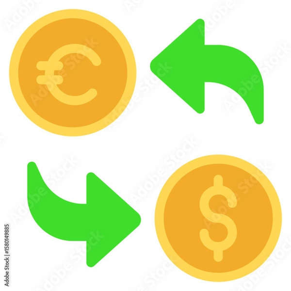 Fototapeta Currency Exchange Icon in Flat Color Style Suitable for Web, Apps, Presentation, or Printable Meanings	