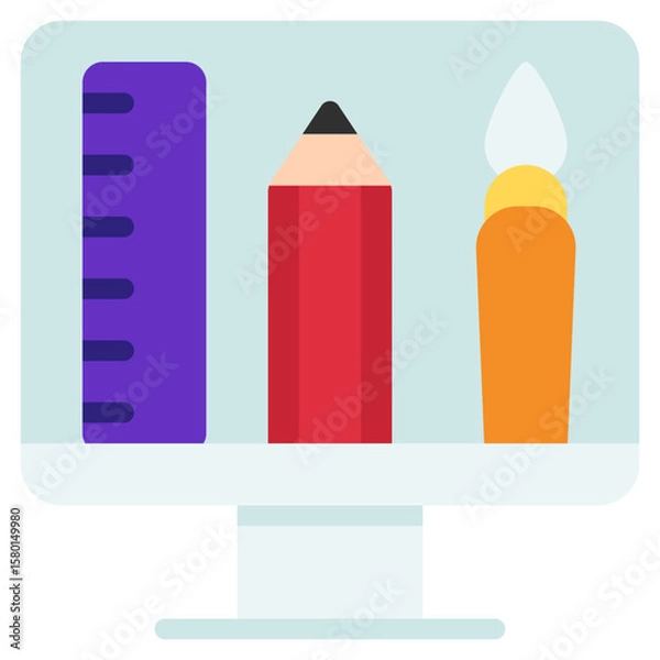 Fototapeta Graphic Design Icon in Flat Color Style Suitable for Web, Apps, Presentation, or Printable Meanings	
