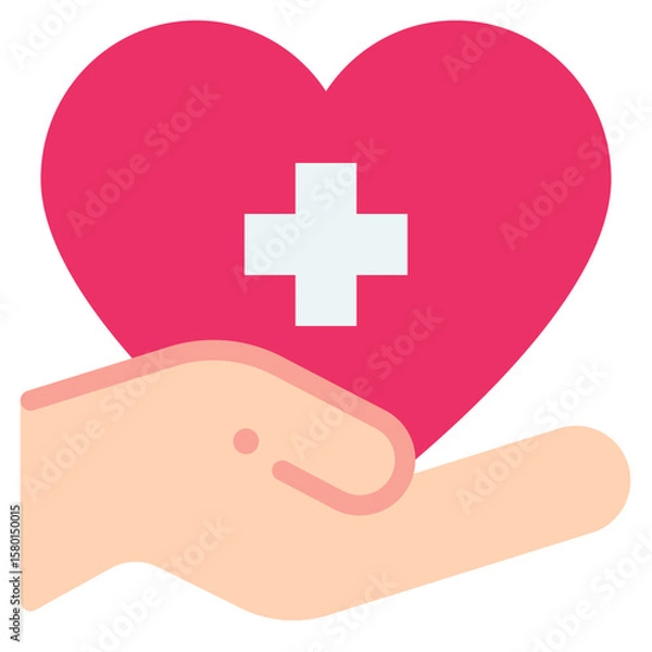 Fototapeta Healthcare Icon in Flat Color Style Suitable for Web, Apps, Presentation, or Printable Meanings	