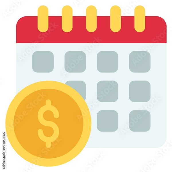 Fototapeta Payment Day Icon in Flat Color Style Suitable for Web, Apps, Presentation, or Printable Meanings	