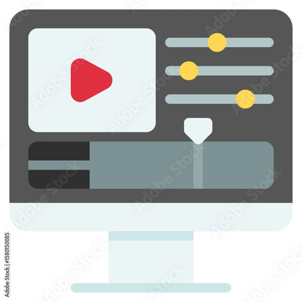 Fototapeta Video Editing Icon in Flat Color Style Suitable for Web, Apps, Presentation, or Printable Meanings	