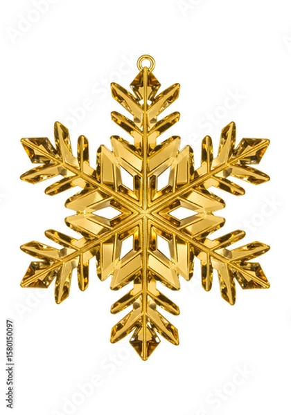 Fototapeta Isolated Golden Snowflake Christmas Ornament Transparent Background