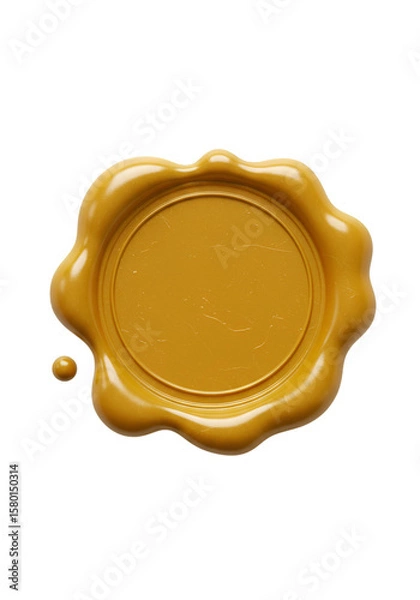 Obraz Isolated Golden Wax Seal Stamp Round Shape On Transparent Background