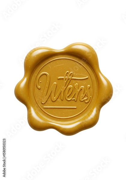 Fototapeta Isolated Golden Wax Seal Stamp Vintage on Transparent Background
