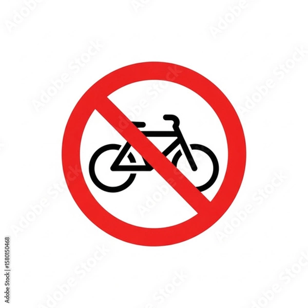 Fototapeta A red circular sign with a bicycle symbol crossed out, indicating prohibition.