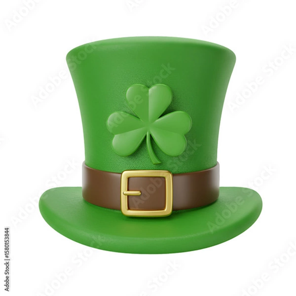 Fototapeta 3D Rendering St Patricks Day Green Hat Shamrock and Gold Buckle