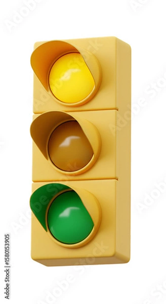Fototapeta 3D Rendering Traffic Light Yellow Green Red Transportation Safety Control